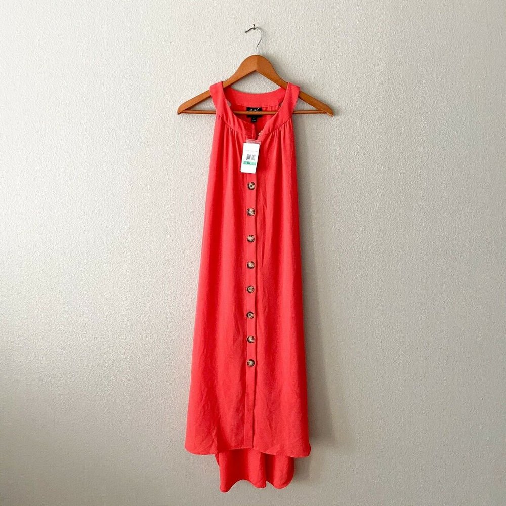 Eci Coral Sleeveless Button Down Dress Midi Summer